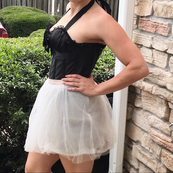 Alivila Y Fashion Black Satin & Lace Trim Corset - Picture 4 of 8